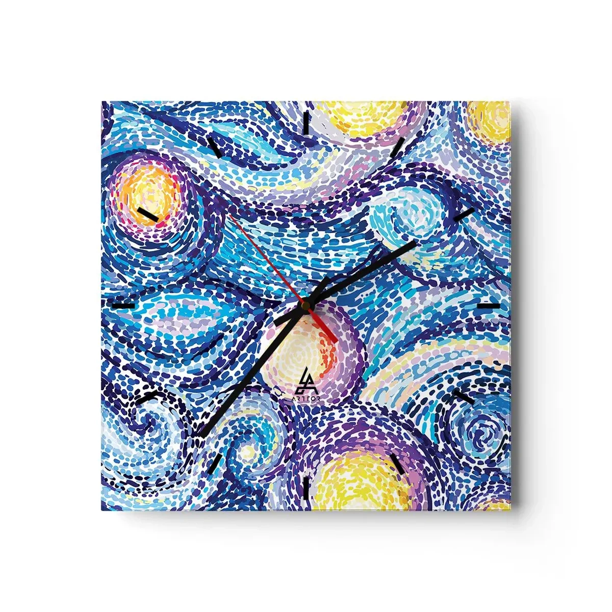 Väggklocka - Klocka på glas - Från van Goghs tavla - 30x30 cm