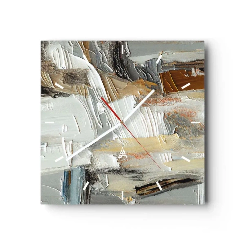 Väggklocka - Klocka på glas - Färgstarka lager på lager - 30x30 cm