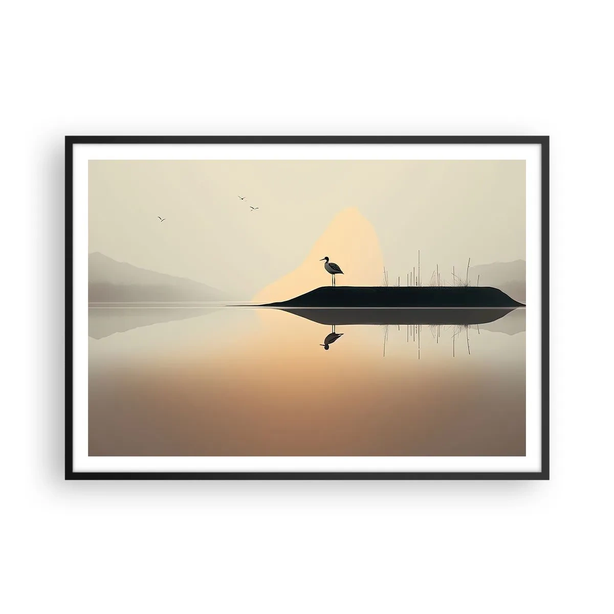 Affisch i svart ram - Herre på sjön - 100x70 cm