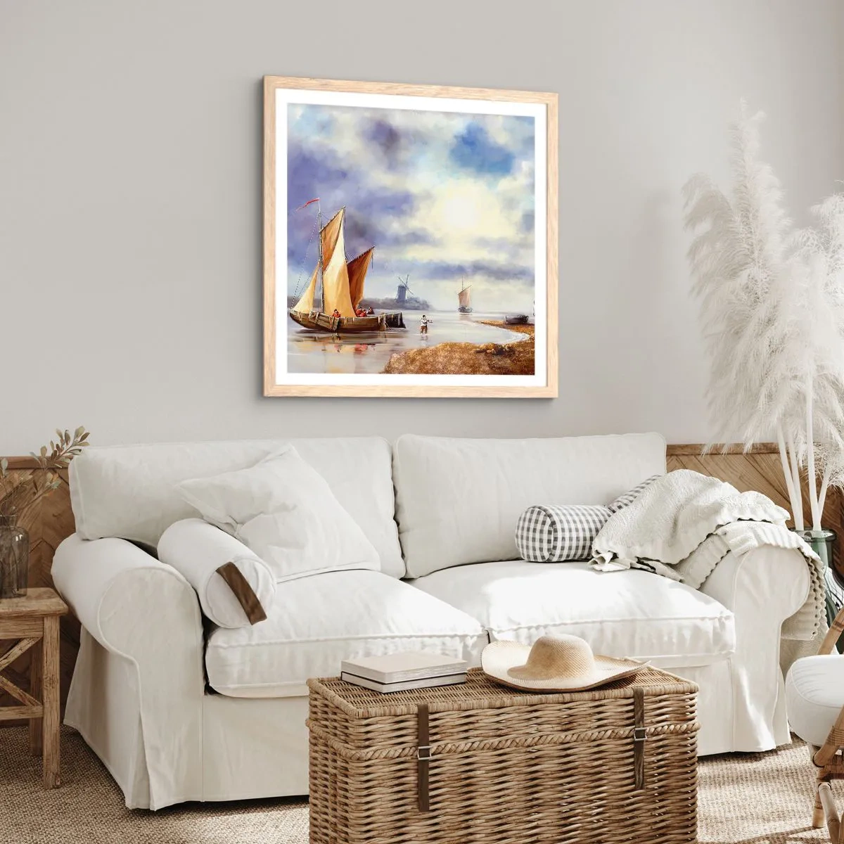 Affisch i ram av ljusek - Seglarnas hemkomst - 40x40 cm
