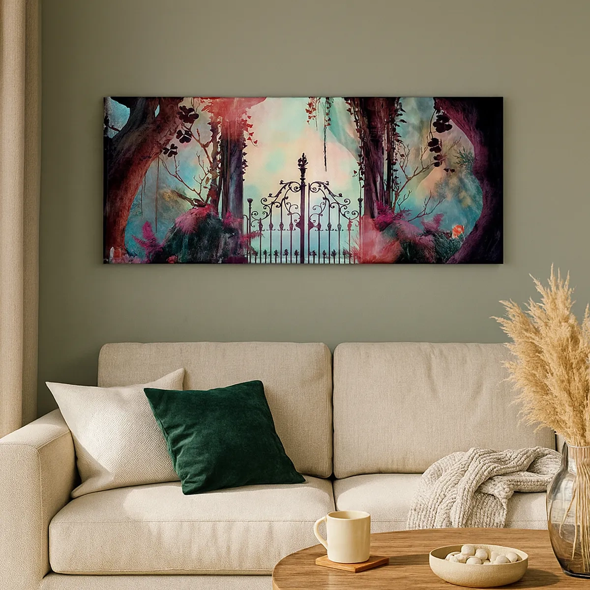 Canvastavla - Bild på duk - Hemlighetsfull trädgård - 30x30 cm