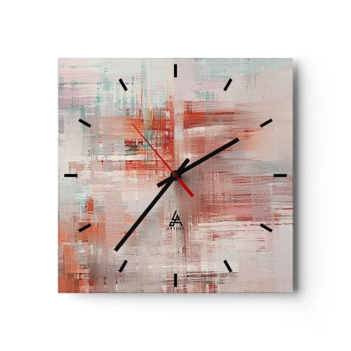 Väggklocka - Klocka på glas - Dimmigt. Rosa - 30x30 cm