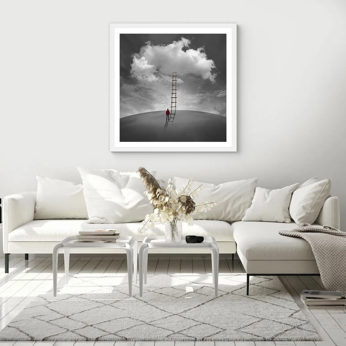 Affisch i vit ram - Allt är möjligt - 60x60 cm