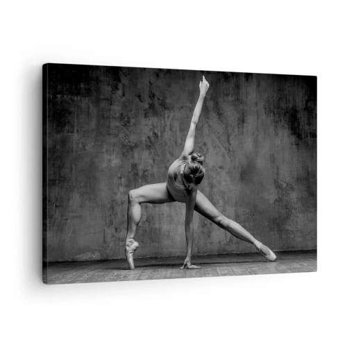 Canvastavla - Bild på duk - En dansare i en konstnärlig pose mot en rå vägg - 70x50cm - Balansens ideal - Modern väggdekoration för vardagsrum och sovrum ARTTOR