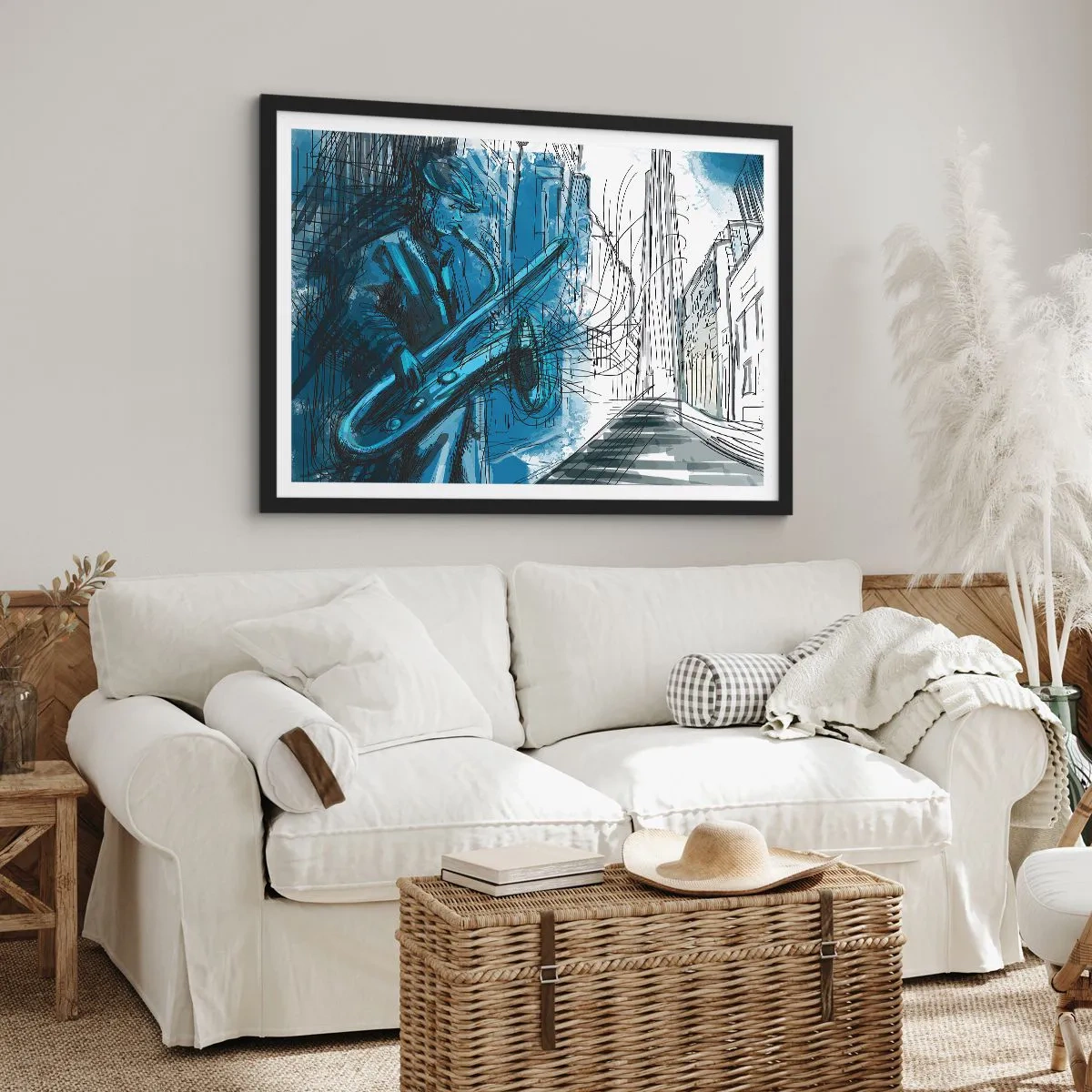 Affisch i svart ram - Stadsrapsodi - 40x30 cm