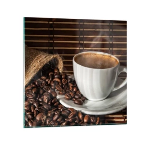 Glastavla - Bild på glas - Kolets svärta, bärnstenens transparens - 40x40 cm