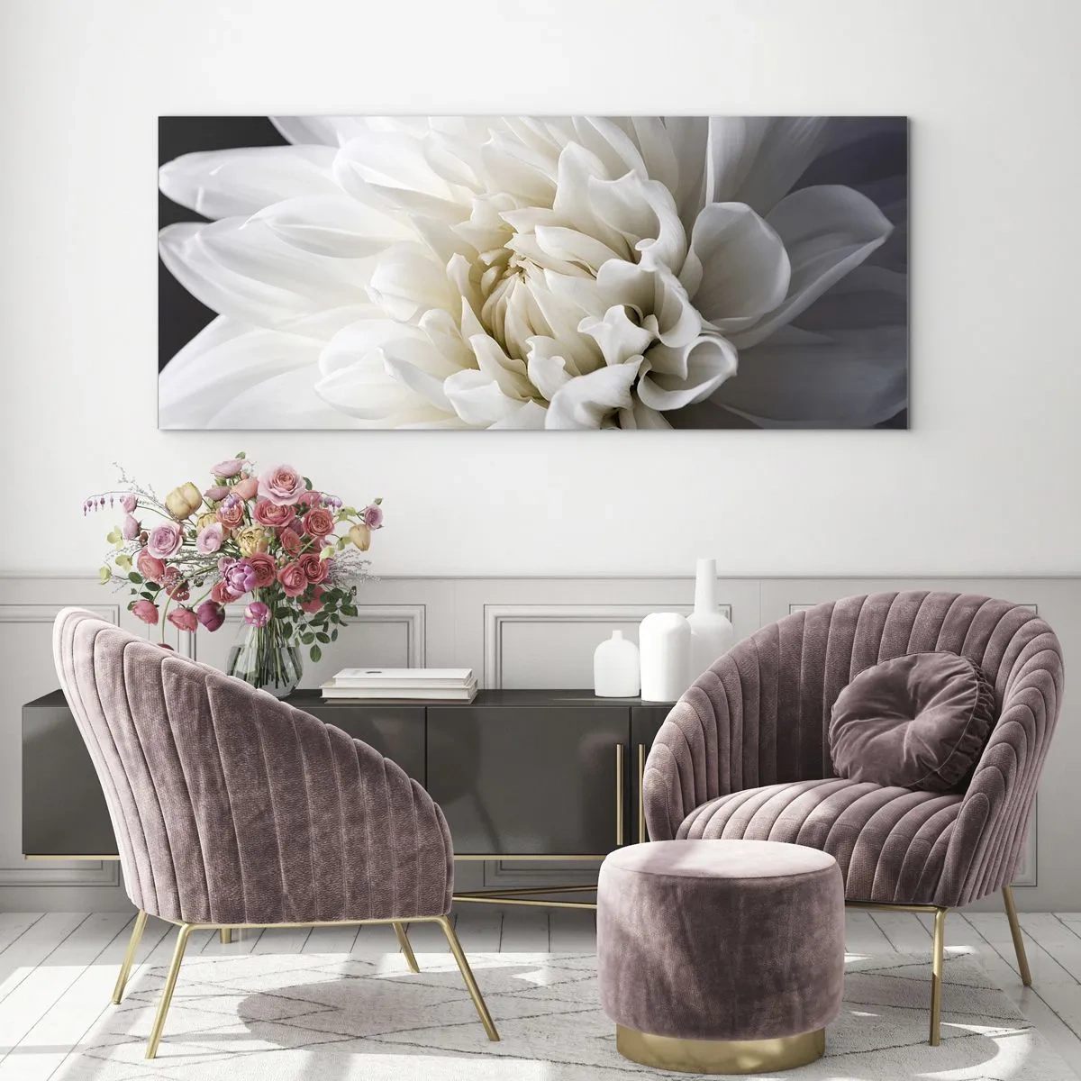 Glastavla - Bild på glas - En bruds morgon - 100x40 cm
