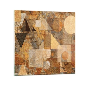 Glastavla - Bild på glas - Kubistisk studie i brun - 40x40 cm