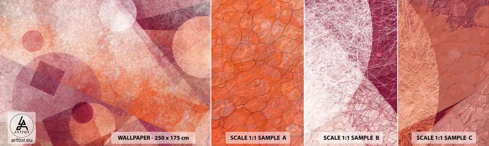 Fototapet Prov Standard Eco - Geometriska omvandlingar i rosa - Abstraktion, Bit, Modernt mönster - 100x30 cm