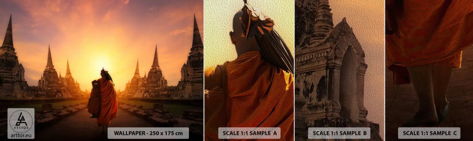 Provbit av fototapet Premium Sand - I lugn genom evigheten - Thailand, Buddhism, Tempel - 100x30 cm