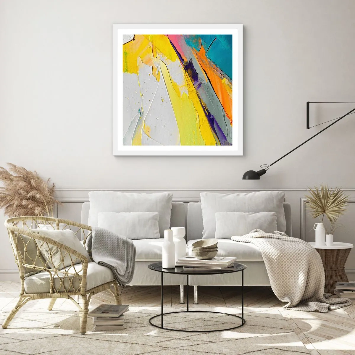 Affisch i vit ram - Världens anatomi - 60x60 cm