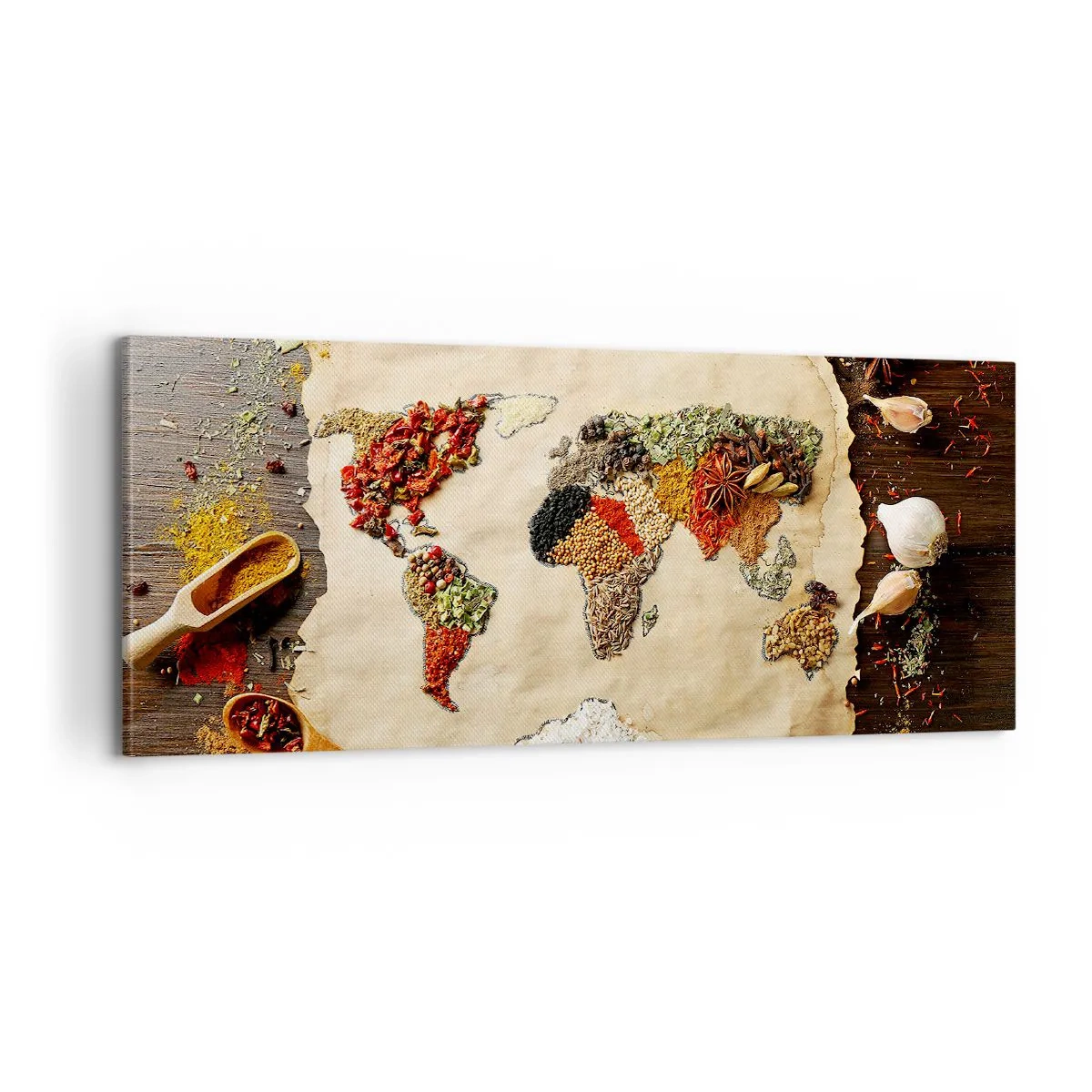 Canvastavla - Bild på duk - Världens alla smaker - 100x40 cm
