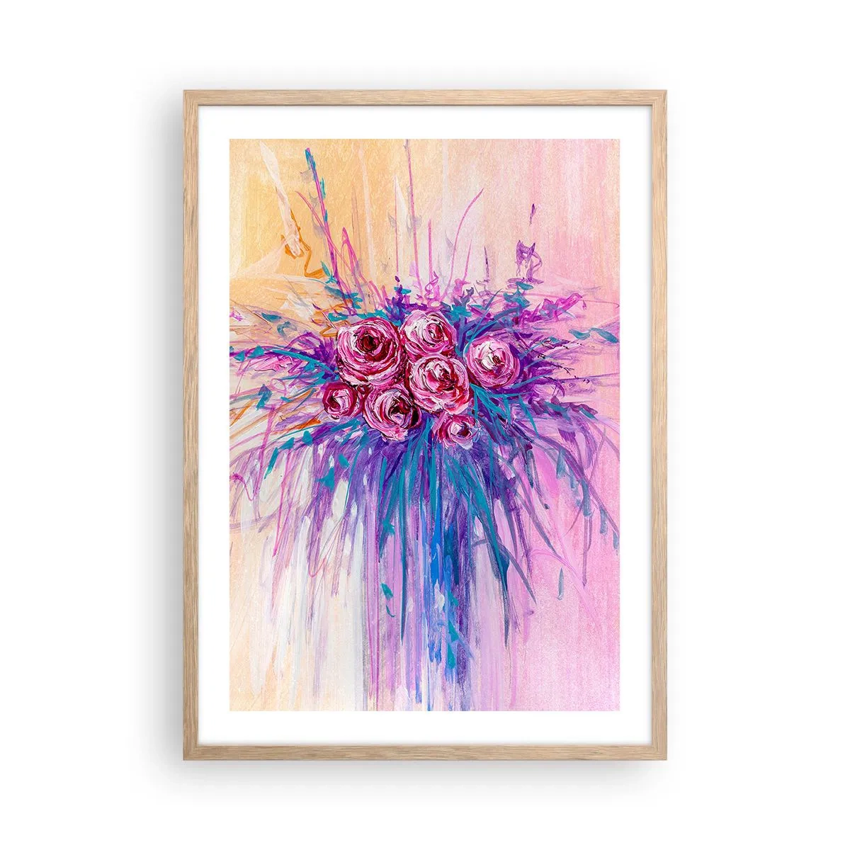 Affisch i ram av ljusek - Rosfontän - 50x70 cm