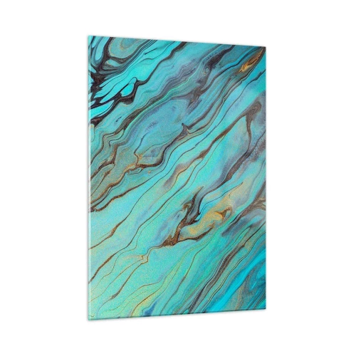 Glastavla - Bild på glas - Turkost tidvatten - 50x70 cm