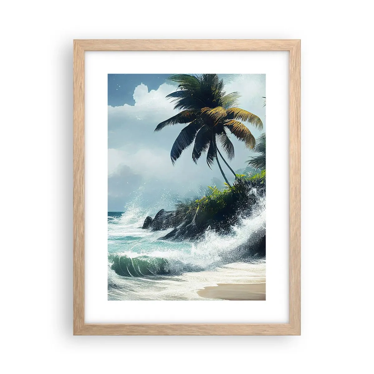 Affisch i ram av ljusek - På en tropisk strand - 30x40 cm