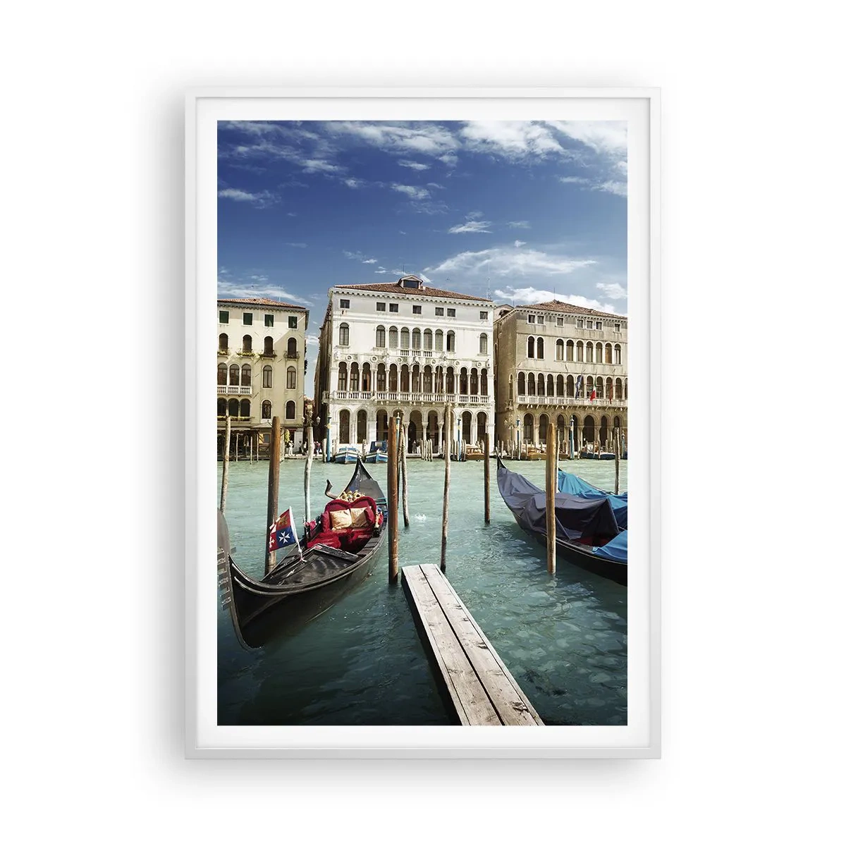Affisch i vit ram - Palats i blått - 70x100 cm