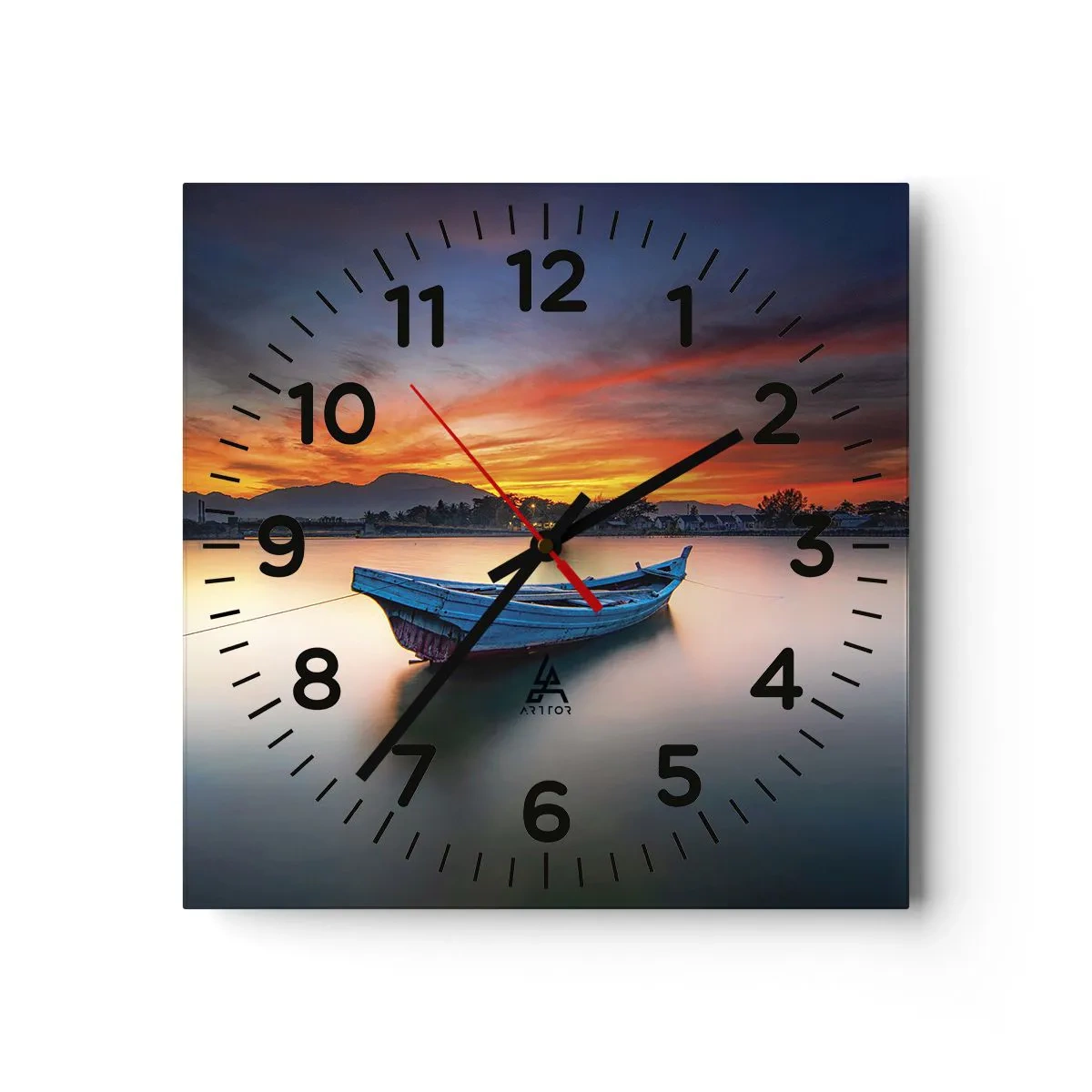 Väggklocka - Klocka på glas - Det kommer en god natt - 40x40 cm