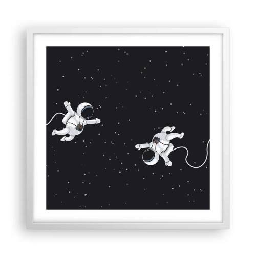 Affisch i vit ram - Rymddans - 50x50 cm