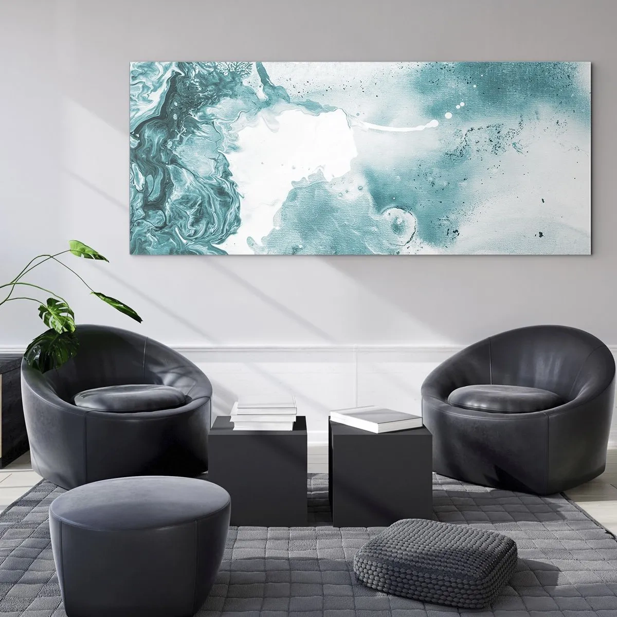 Glastavla - Bild på glas - Blåa laguner - 100x40 cm