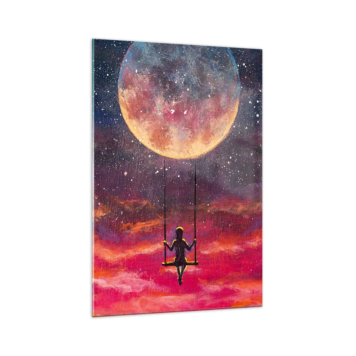 Glastavla - Bild på glas - Sväva i molnen - 70x100 cm