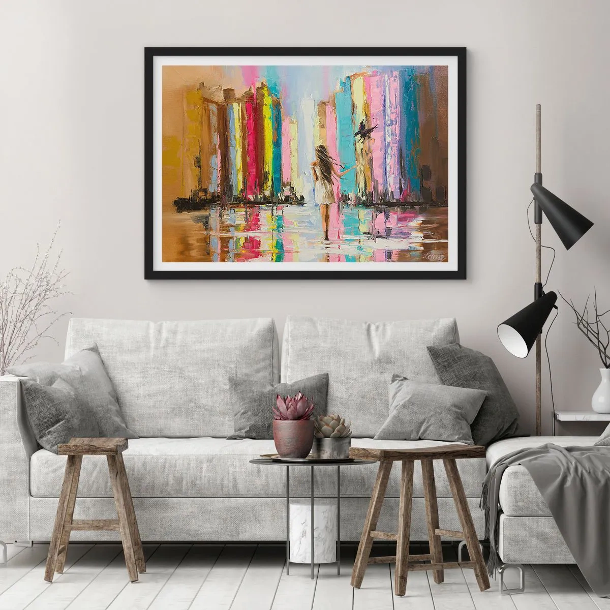 Affisch i svart ram - Kom med mig - 100x70 cm