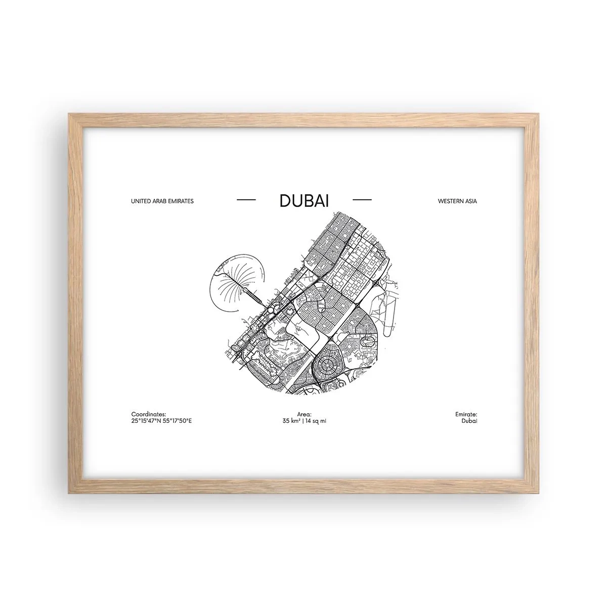 Affisch i ram av ljusek - Dubais anatomi - 50x40 cm