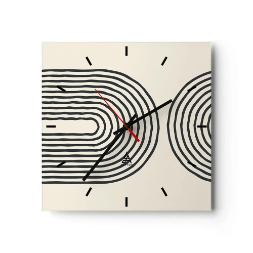 Väggklocka - Klocka på glas - Om en stund... - 30x30 cm
