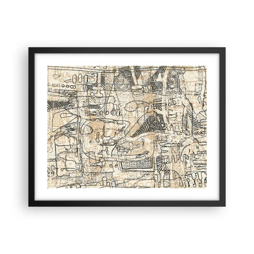 Affisch i svart ram - Väntar på avkodning - 50x40 cm