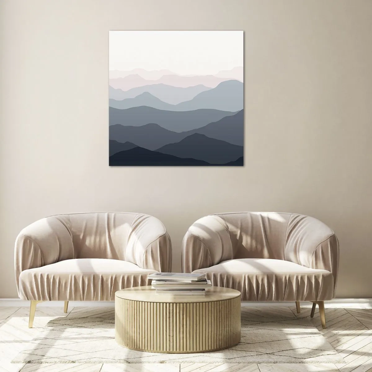 Glastavla - Bild på glas - Fjällens vågor - 60x60 cm