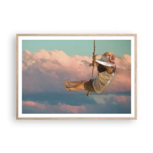 Affisch i ram av ljusek - Lek i molnen - 100x70 cm