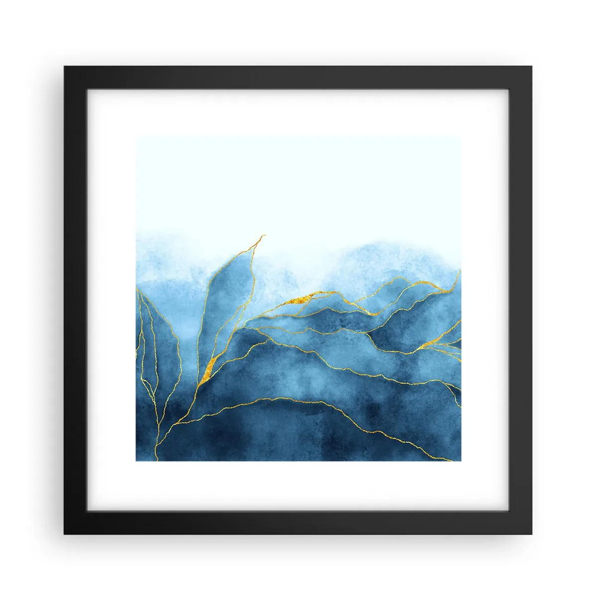Affisch i svart ram - Blått i guld - 30x30 cm