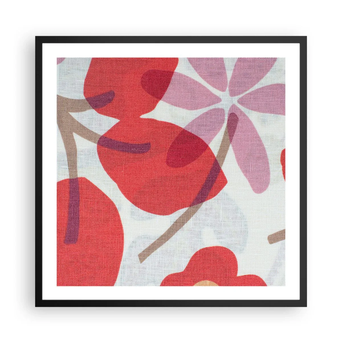 Affisch i svart ram - Blomsterkomposition i rosa - 60x60 cm