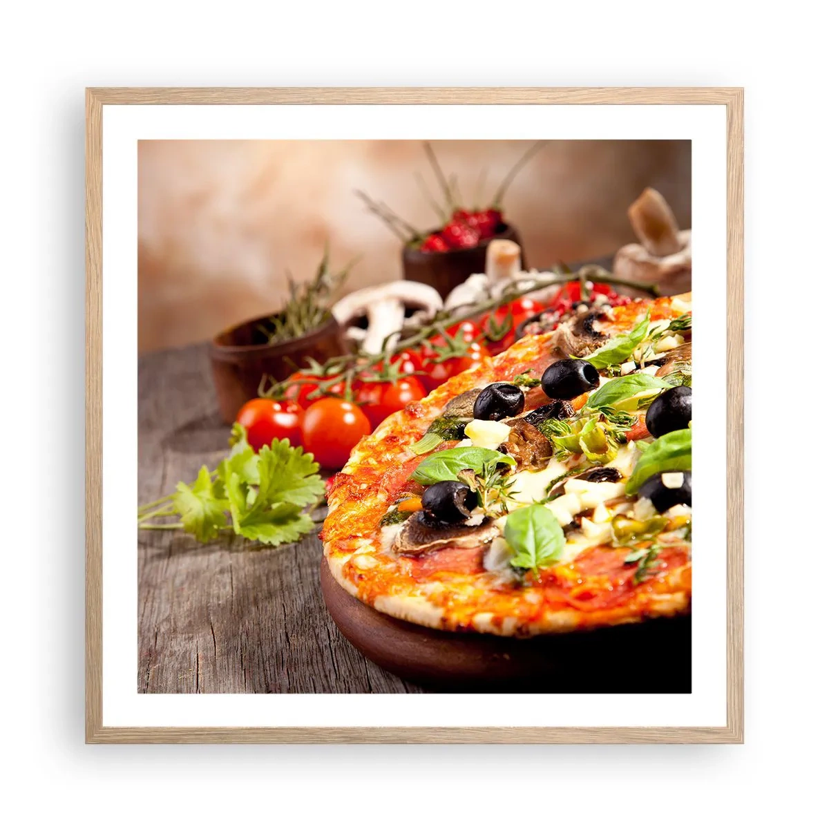 Affisch i ram av ljusek - Ingredienser ur jorden - 60x60 cm