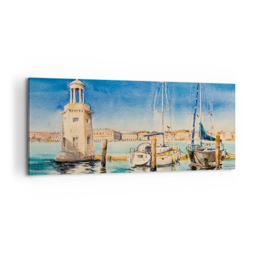 Canvastavla - Bild på duk - Solig lagun - 100x40 cm