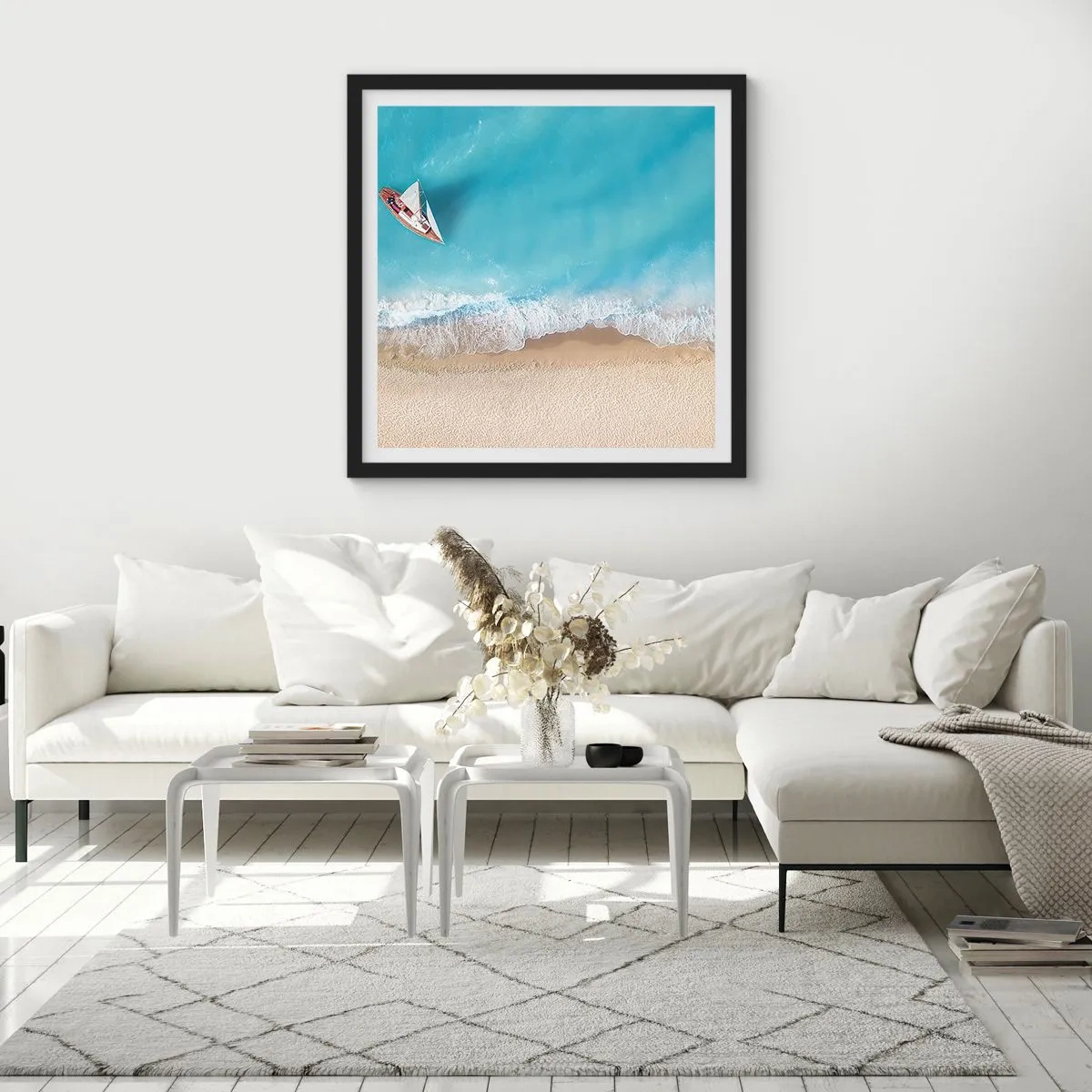 Affisch i svart ram - På gränsen mellan blå och guld - 60x60 cm