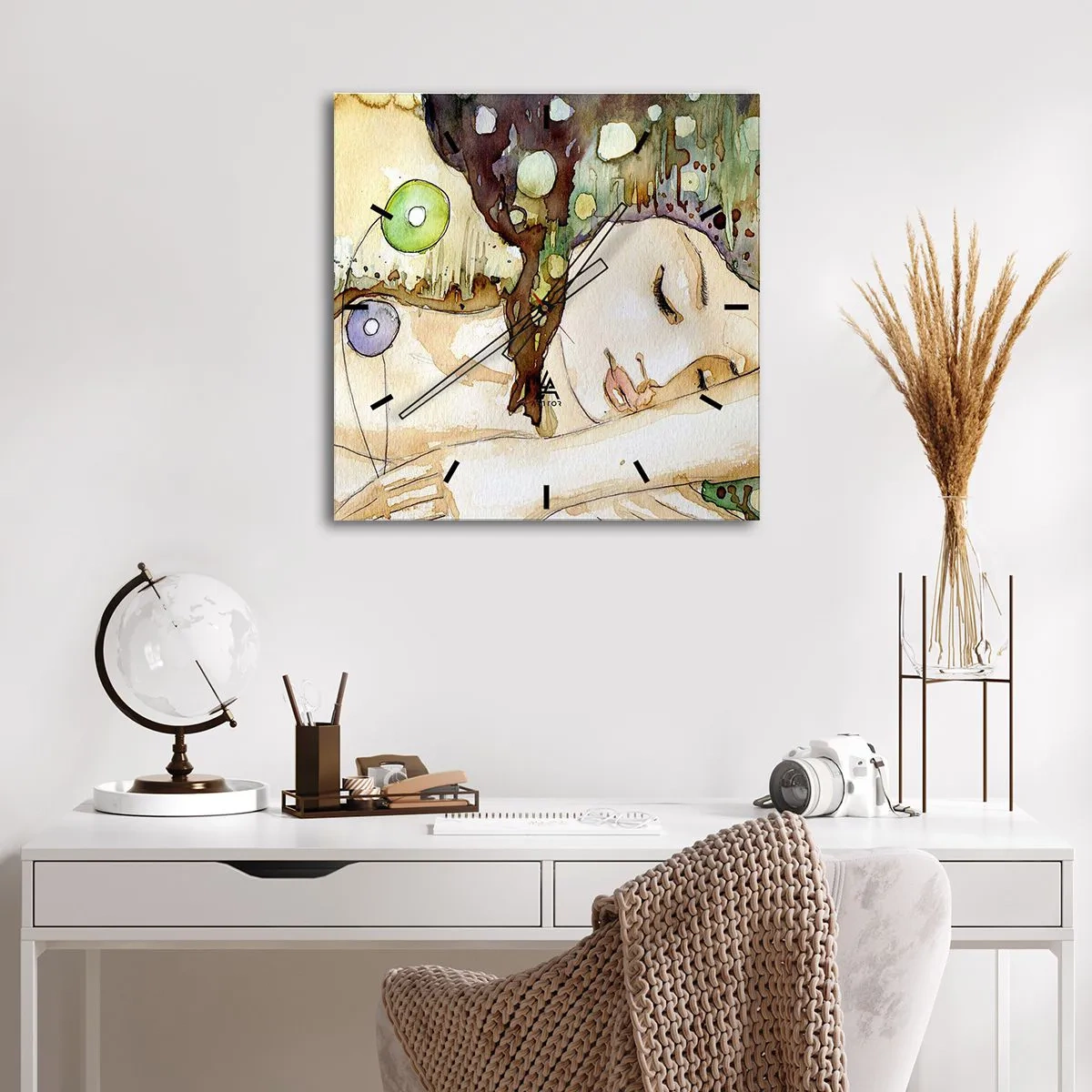 Väggklocka - Klocka på glas - Smaragd-viol dröm - 40x40 cm