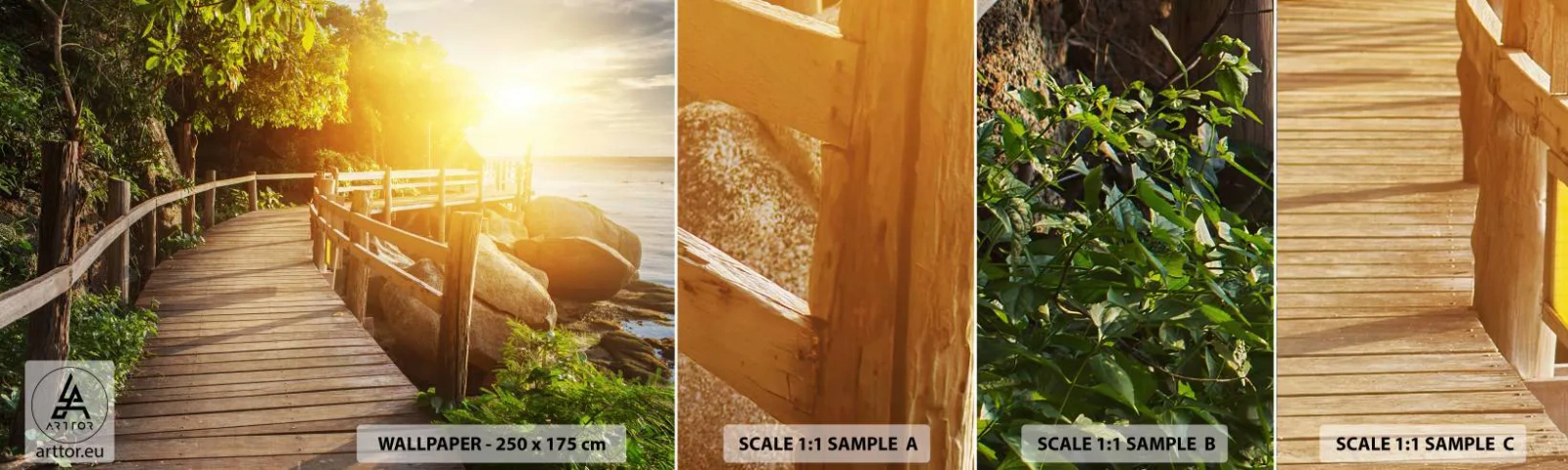 Provbit av självhäftande fototapet Deluxe Sticker - Nästa kurva, nästa underverk - Landskap, Strandpromenaden, Hav - 100x30 cm