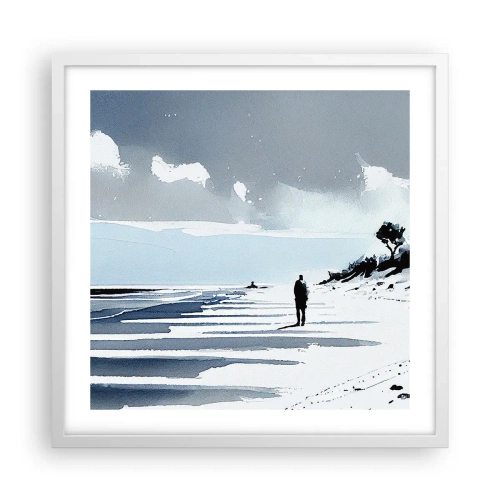 Affisch i vit ram - Ensam - 50x50 cm