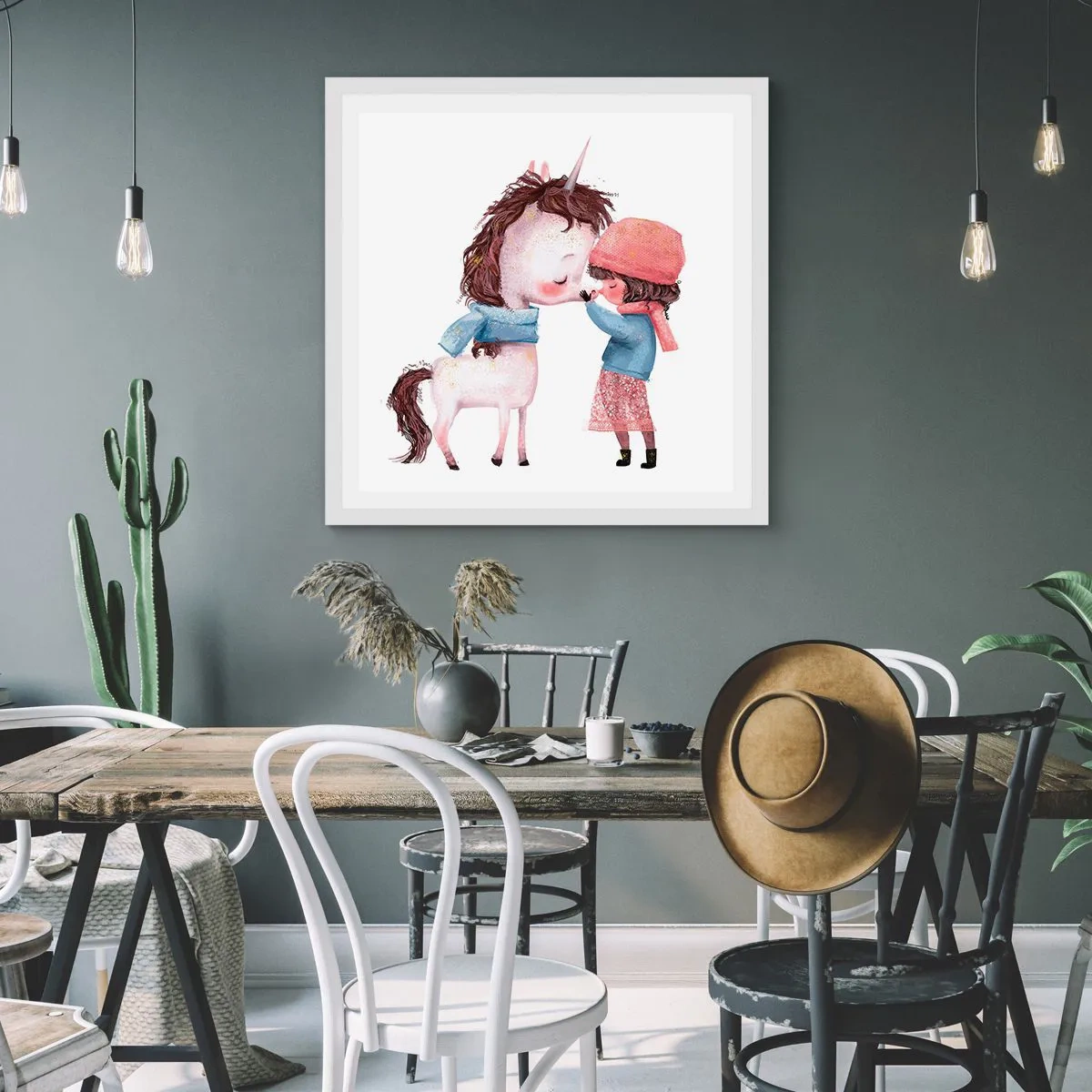 Affisch i vit ram - Vintersaga - 60x60 cm