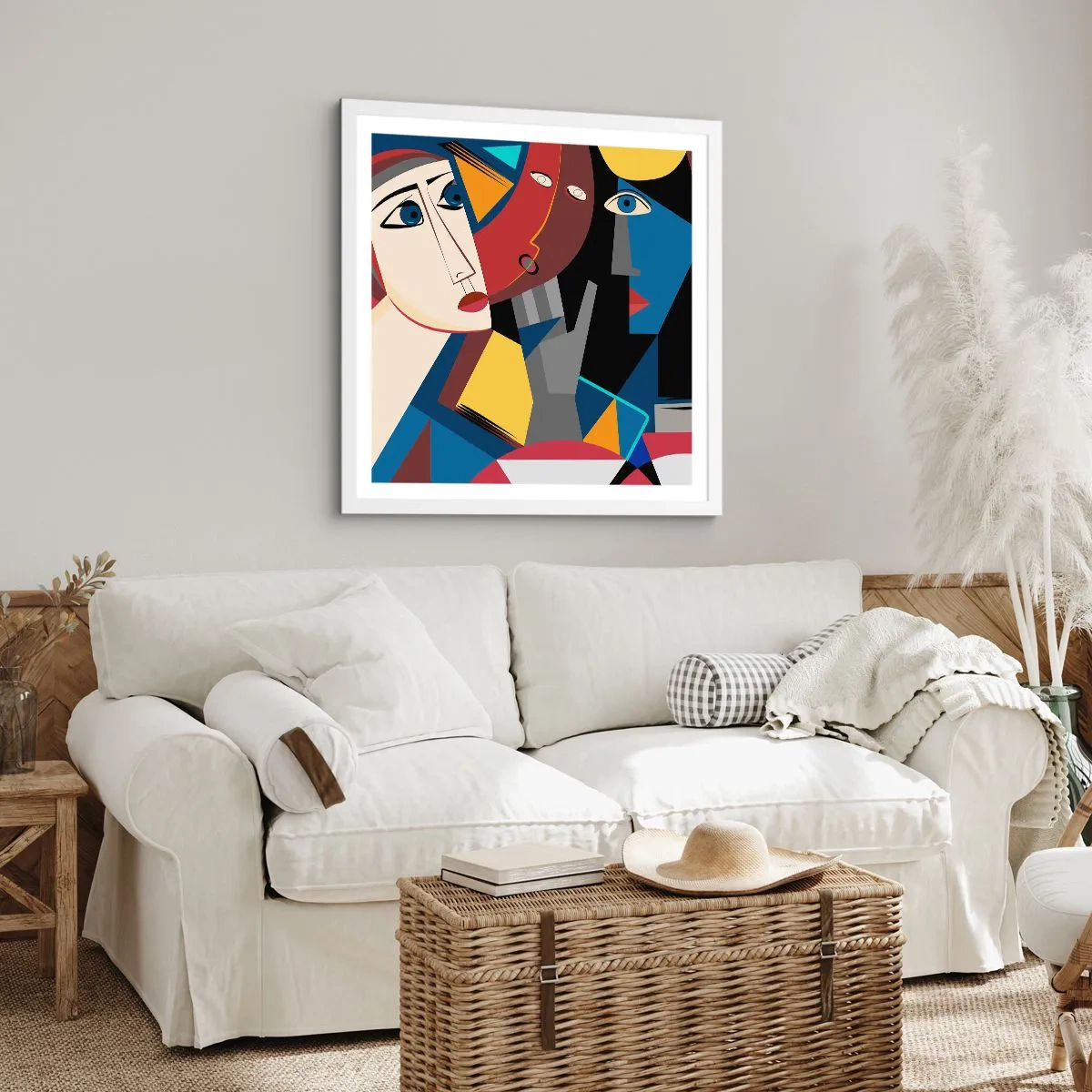 Affisch i vit ram - Kubistiskt samtal - 50x50 cm