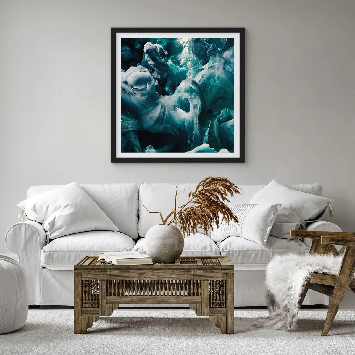 Affisch i svart ram - Färg i rörelse - 50x50 cm