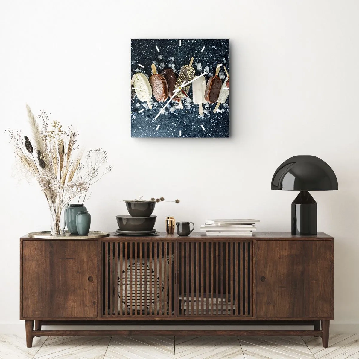 Väggklocka - Klocka på glas - Smak av varm sommar - 40x40 cm