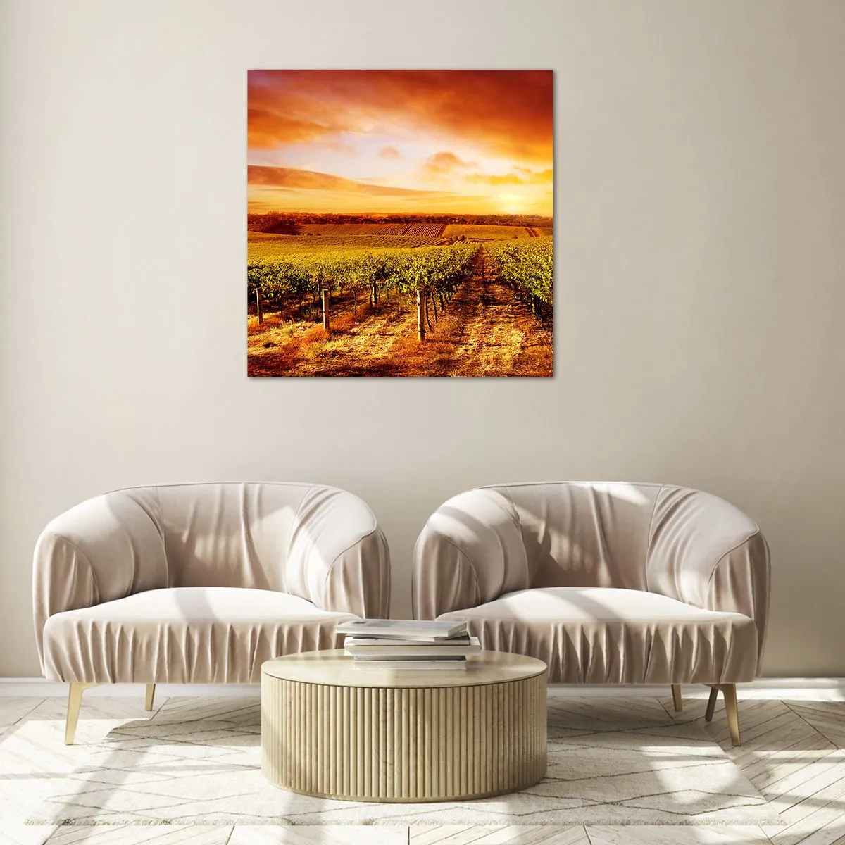 Glastavla - Bild på glas - Fina druvor med en gnutta sol - 70x70 cm