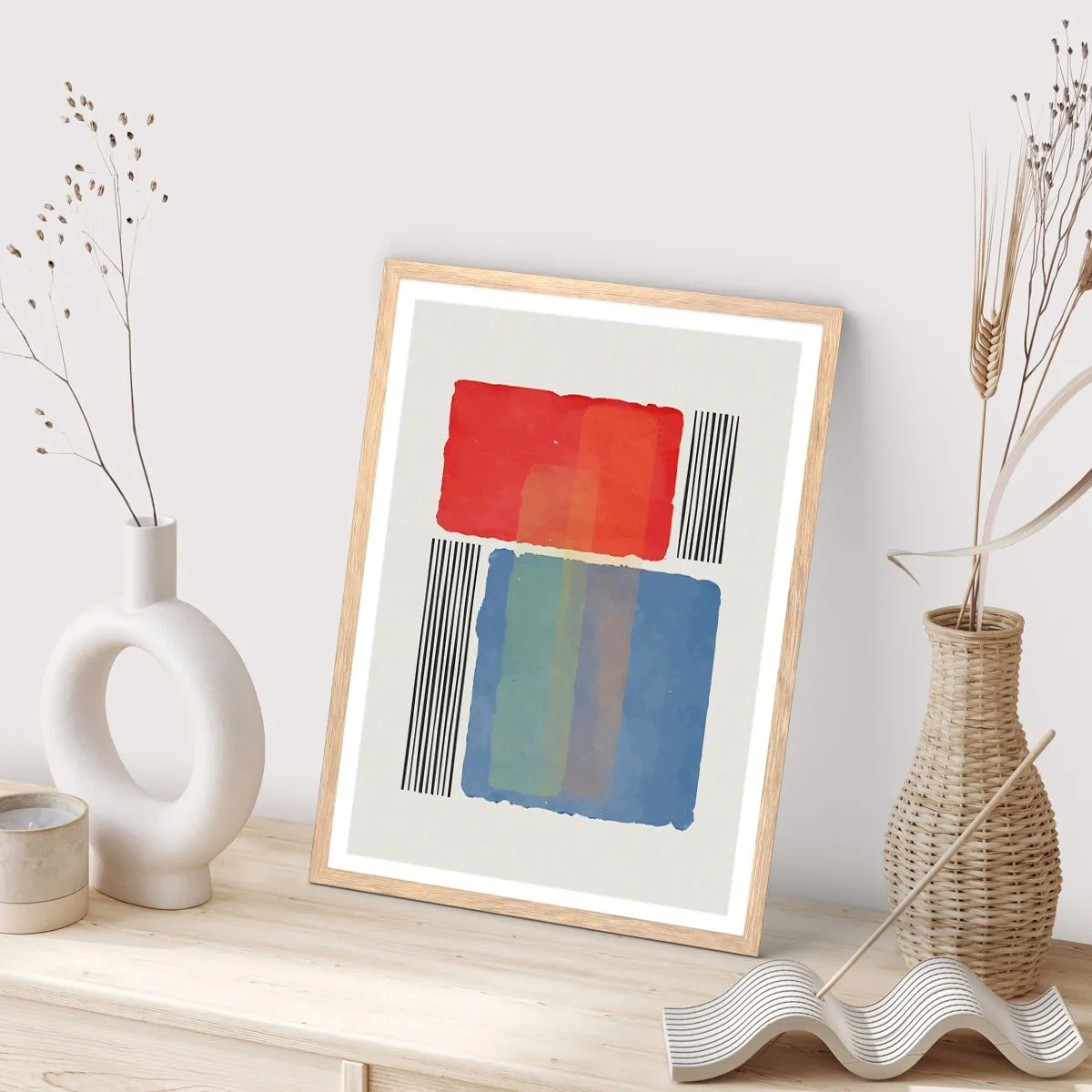 Affisch i ram av ljusek - Geometrins anda  - 70x100 cm