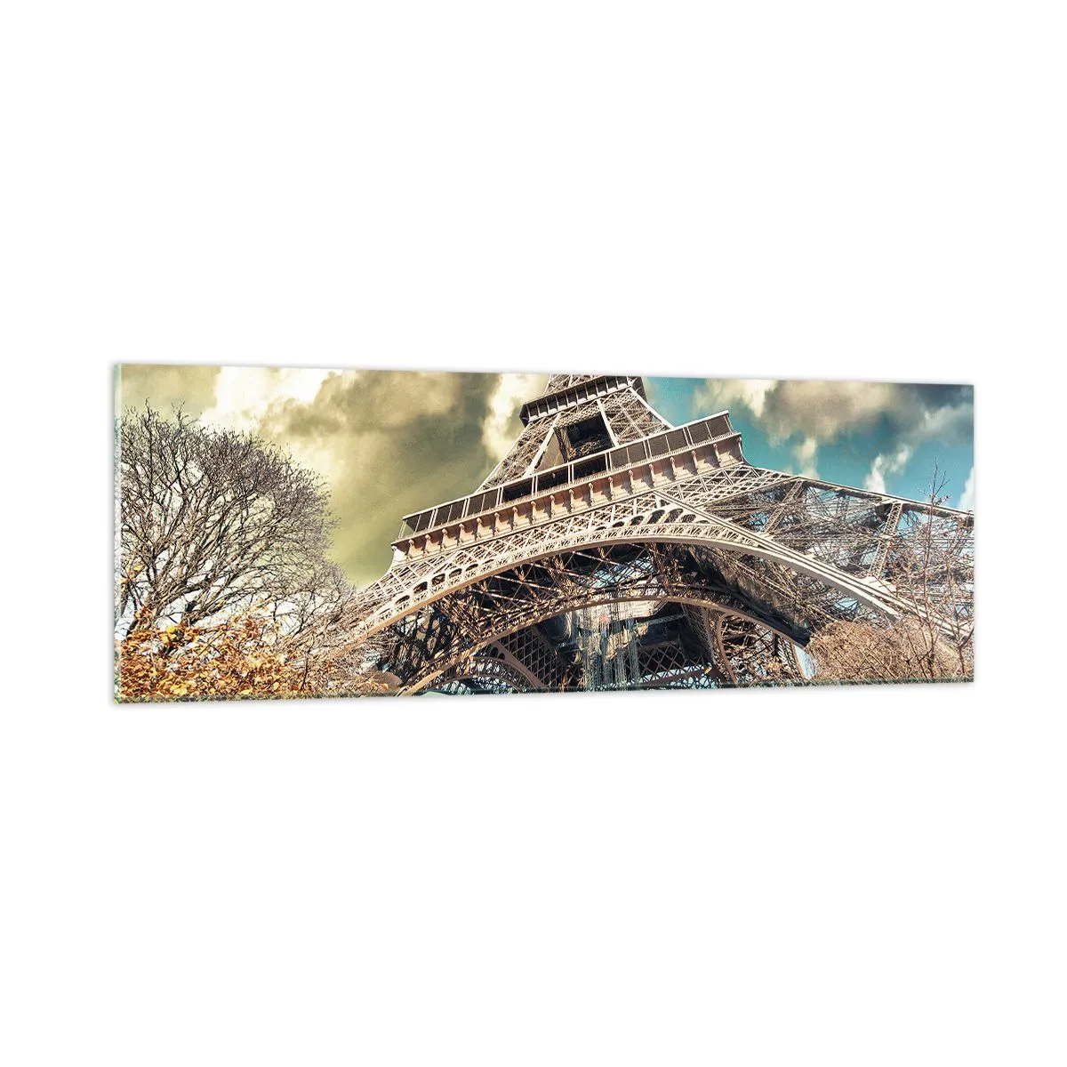 Glastavla - Bild på glas - Och på hösten i Paris... - 90x30 cm