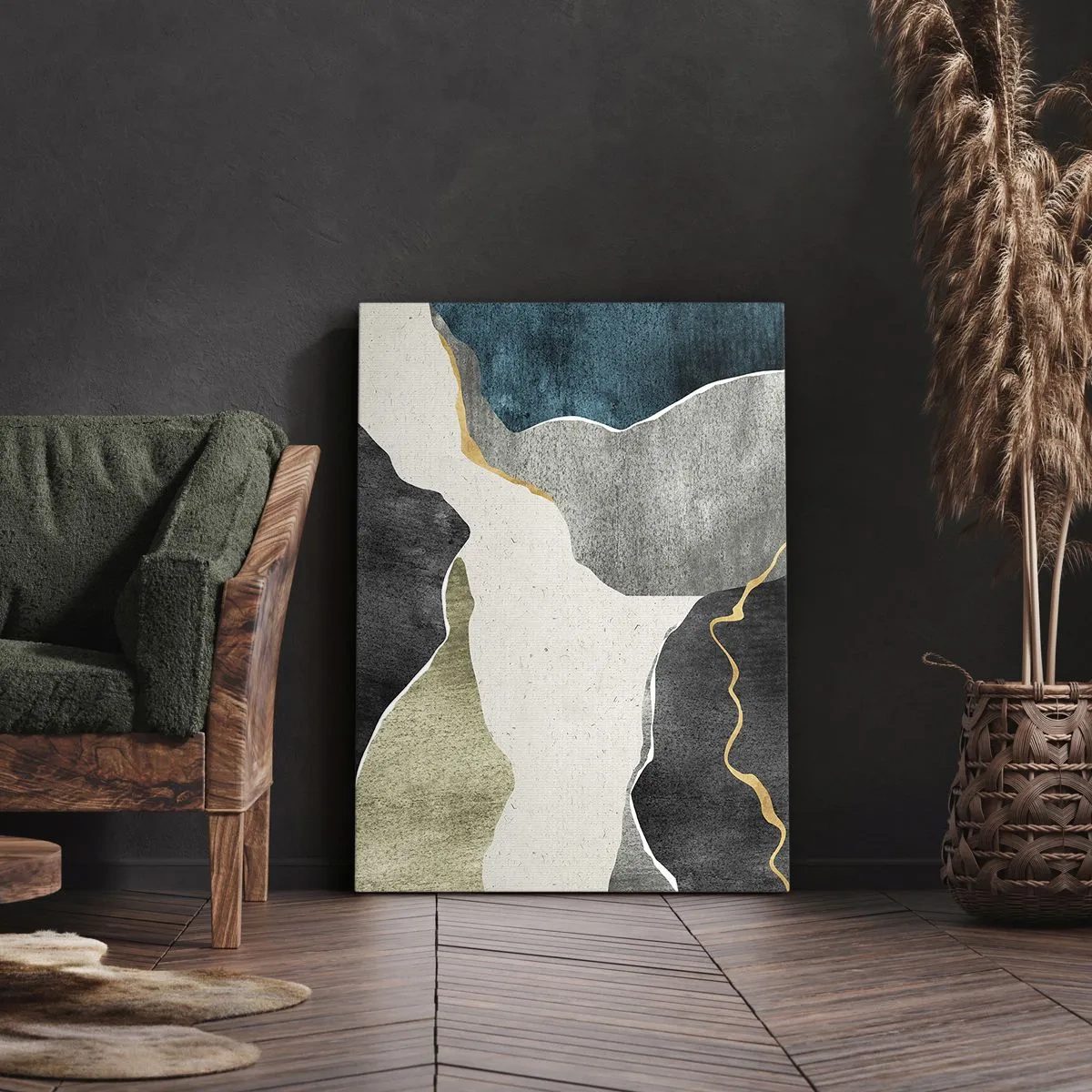 Canvastavla - Bild på duk - Mosaikkomposition med en guldtråd - 80x120 cm