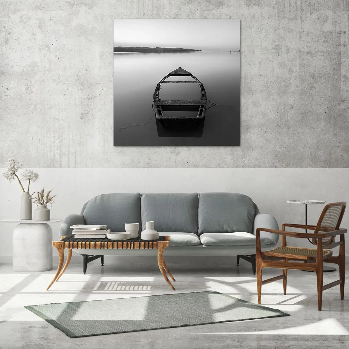 Glastavla - Bild på glas - Längtan och melankoli - 70x70 cm