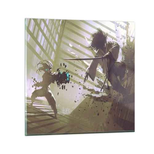 Glastavla - Bild på glas - Du kan också bli samuraj - 30x30 cm