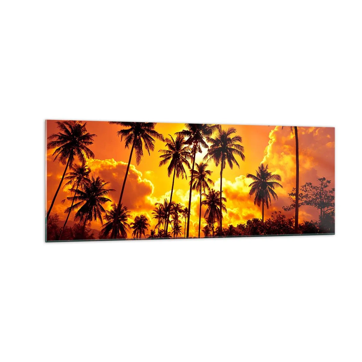 Glastavla - Bild på glas - Fjällen brinner, skogen brinner - 140x50 cm