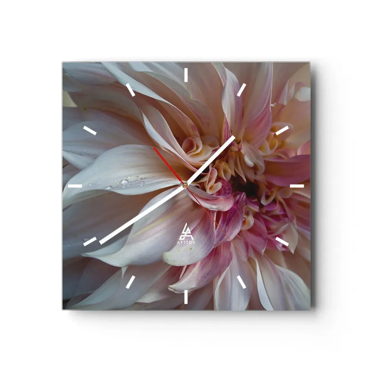Väggklocka - Klocka på glas - Blommande friskhet - 30x30 cm